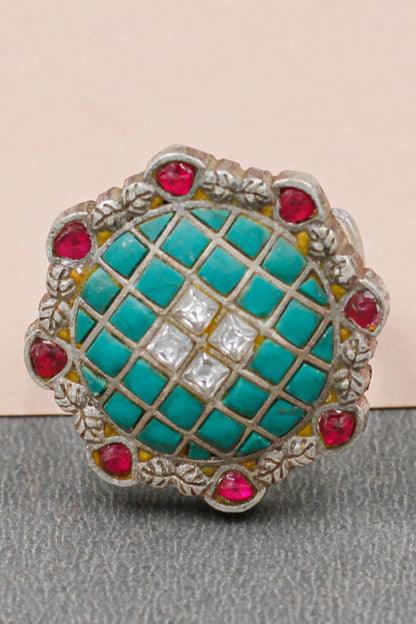 Checkered Carved Ring 