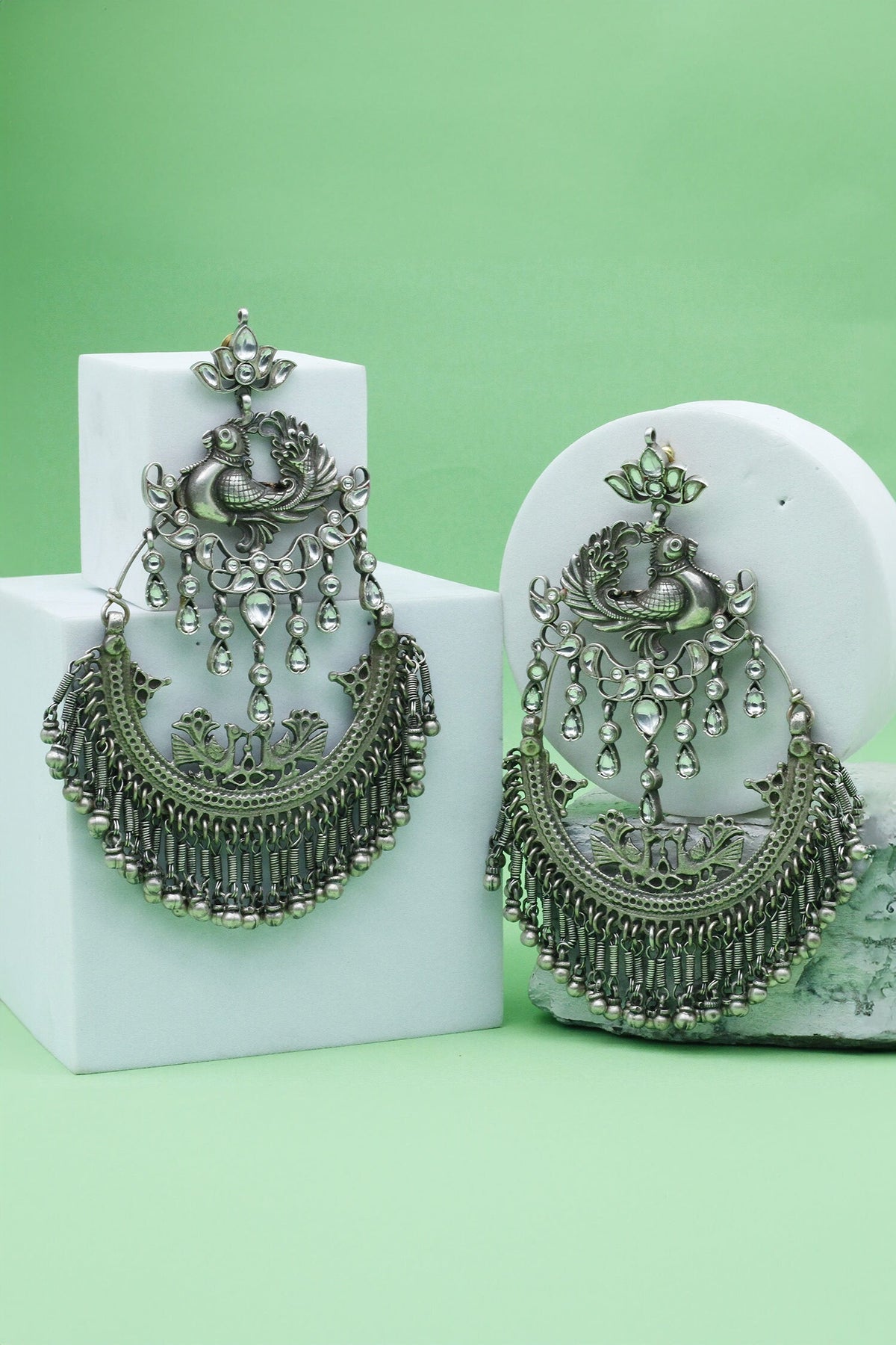 Peacock Carved Cutwork Earrings 