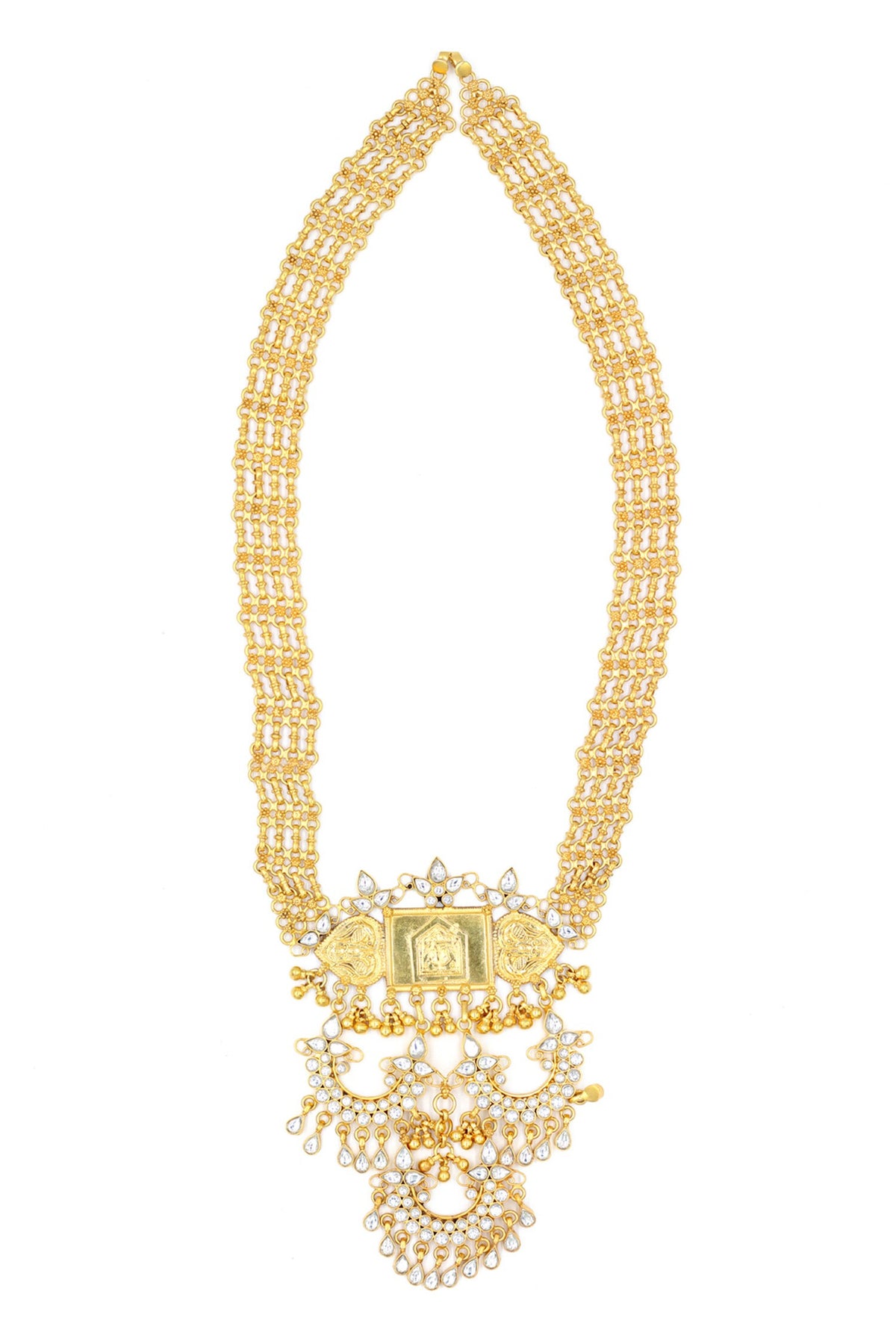Temple Carved Cutwork Pendant Necklace 