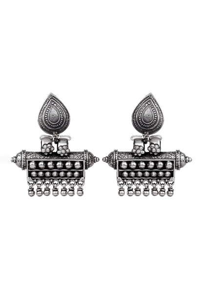 Oxidized Carved Earrings 