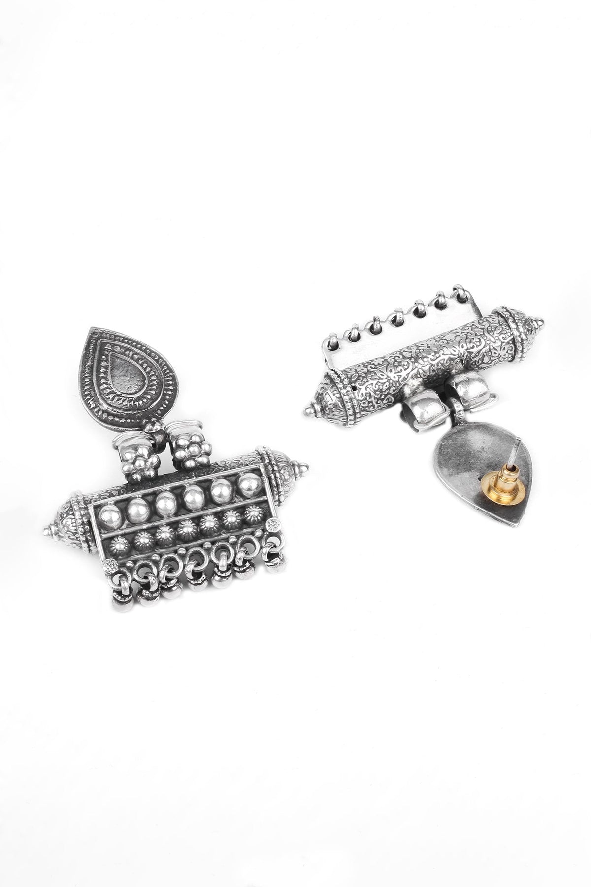 Oxidized Carved Earrings 