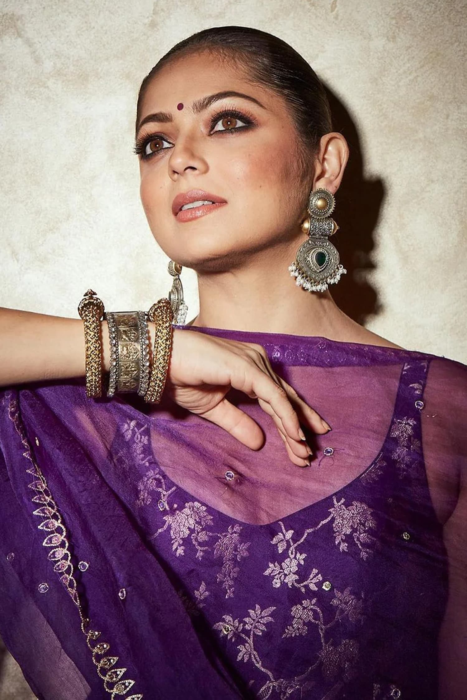 Two Toned Carved Dangler Earrings 