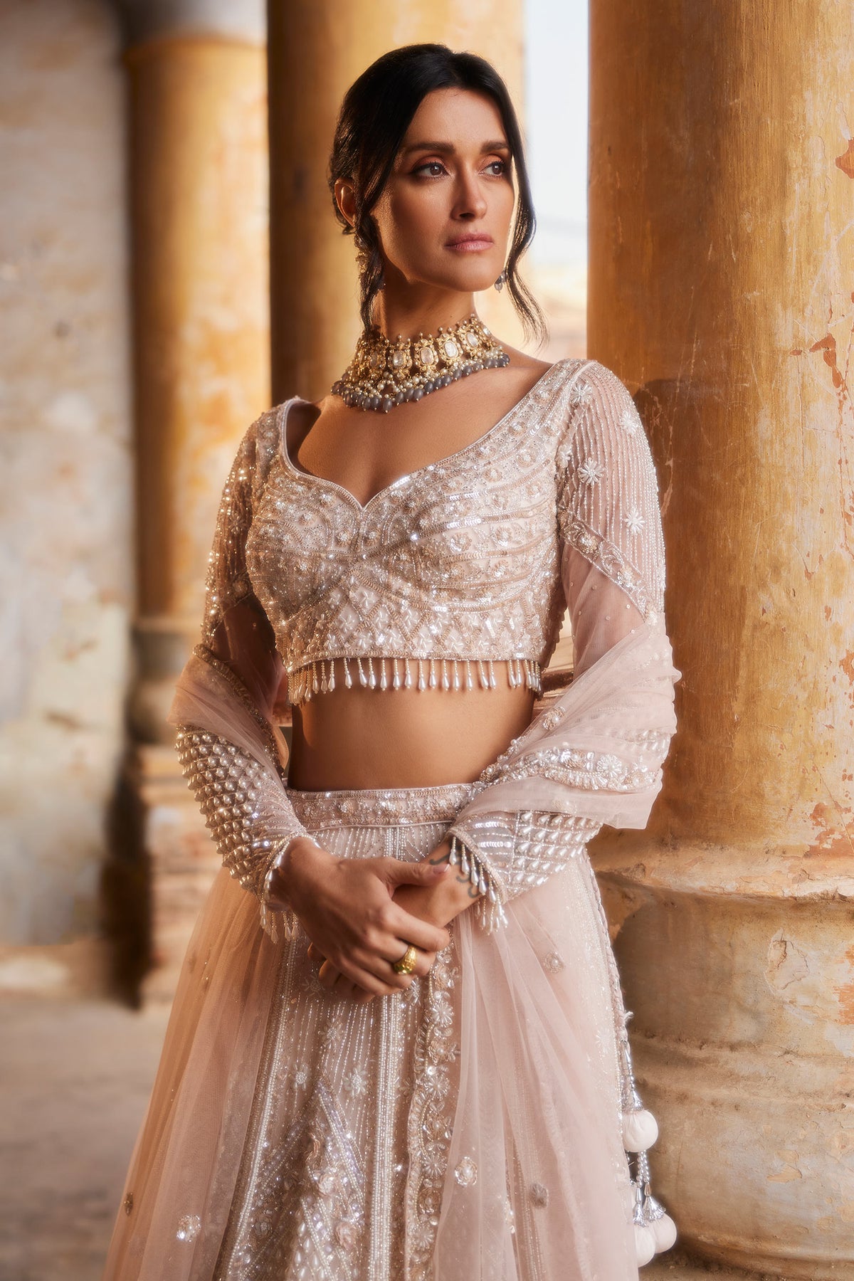 Crystal Polki Embellished Choker Set 