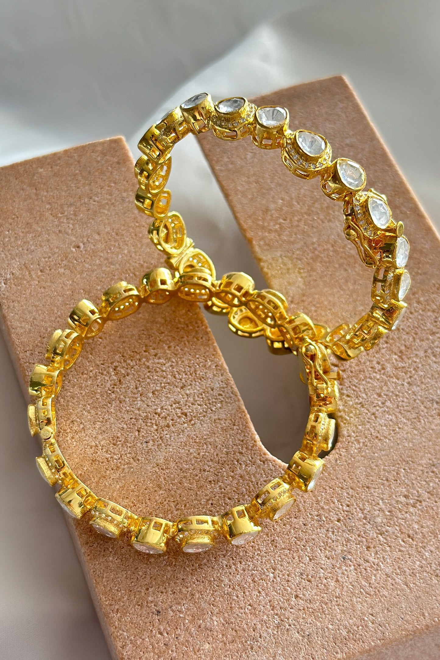 Crystal Polki Embellished Bangle - Single Pc 