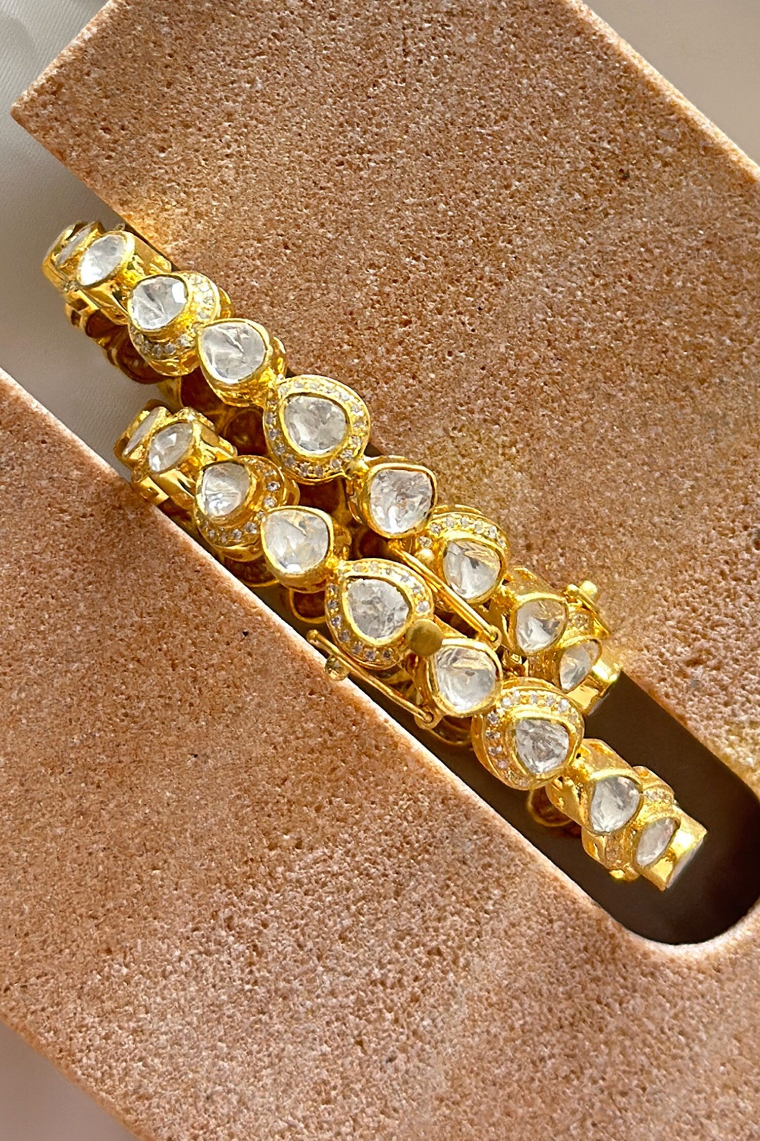 Crystal Polki Embellished Bangle - Single Pc 