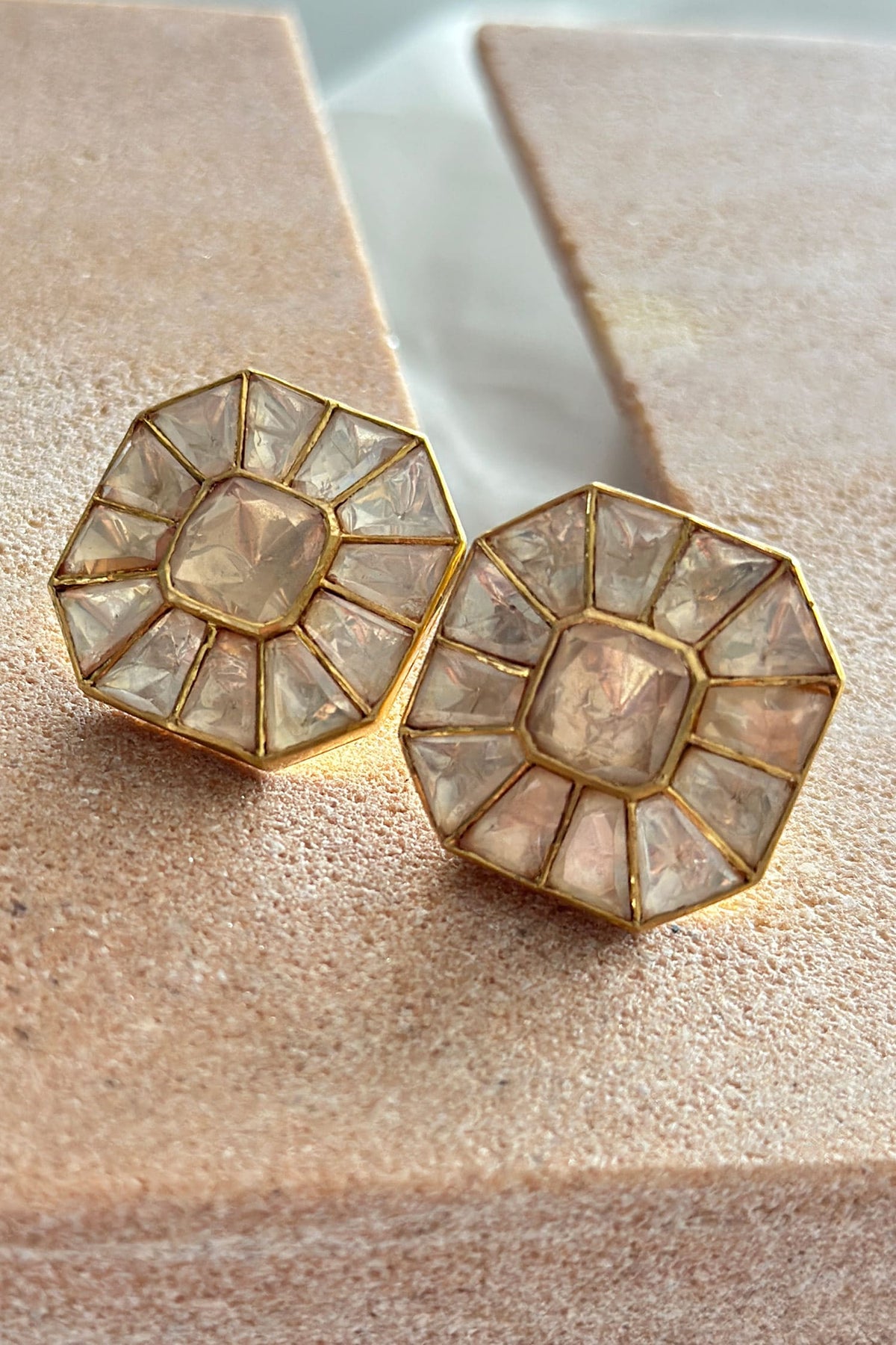 Crystal Polki Geometric Studs 