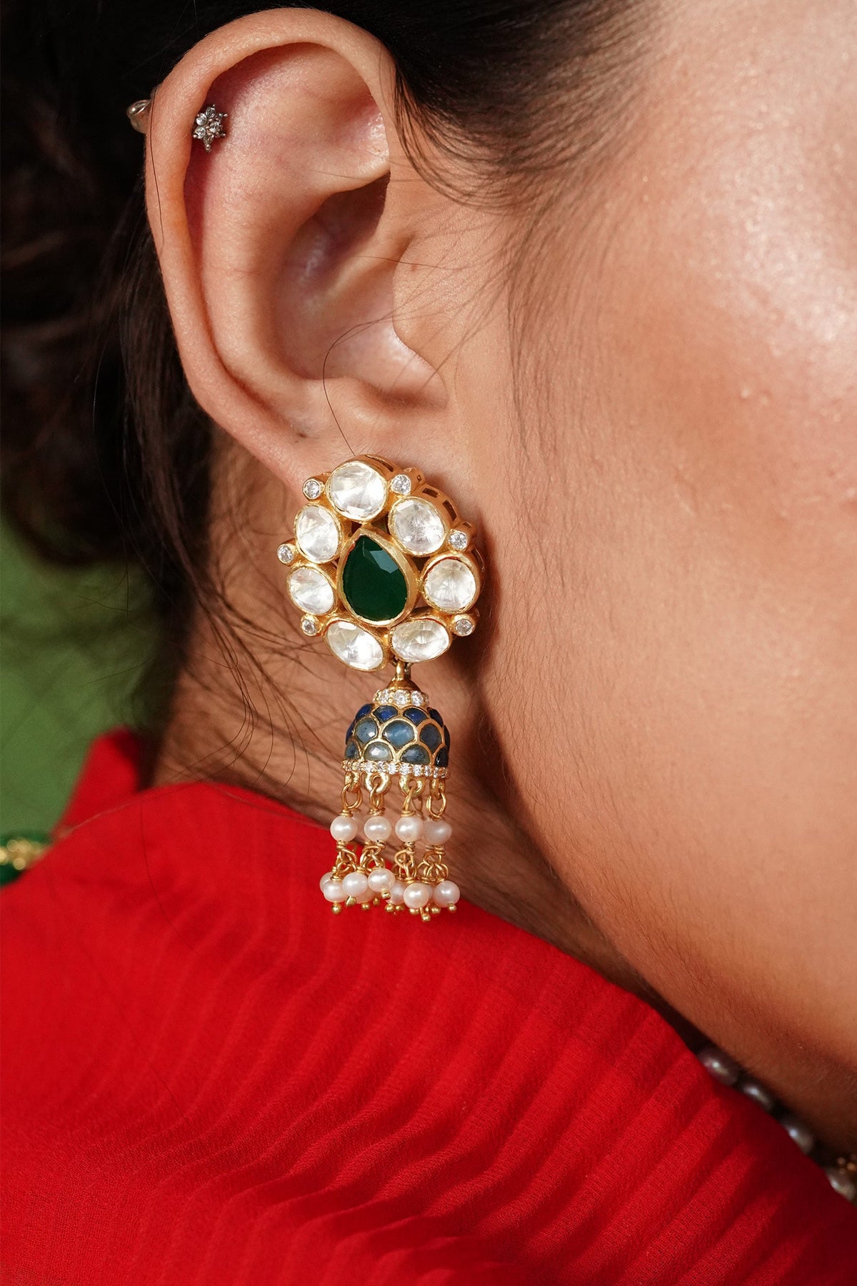 Flower Cutwork Jhumkas 