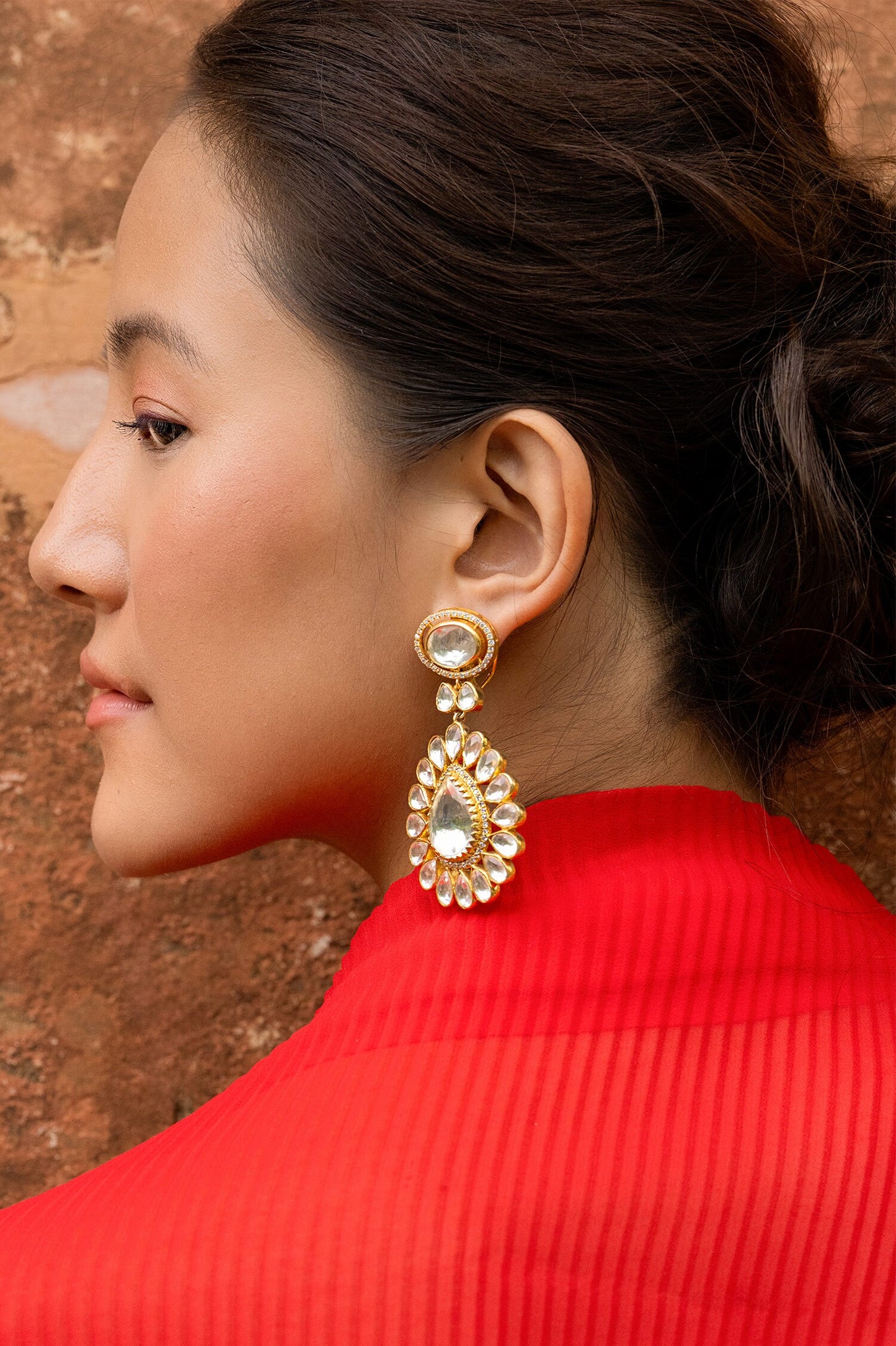 Tear Drop Cutwork Dangler Earrings 