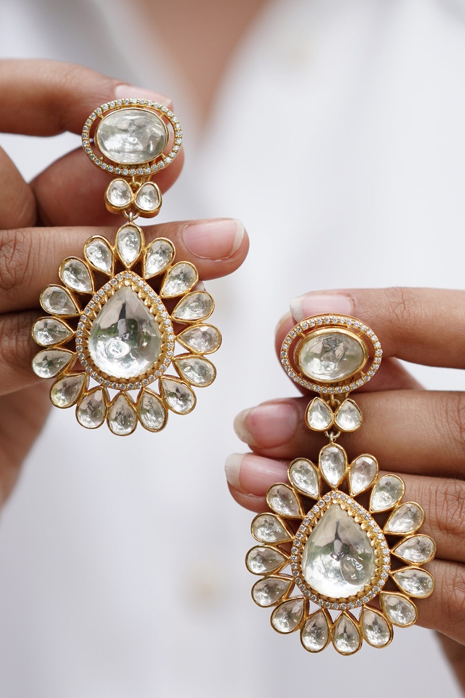 Tear Drop Cutwork Dangler Earrings 