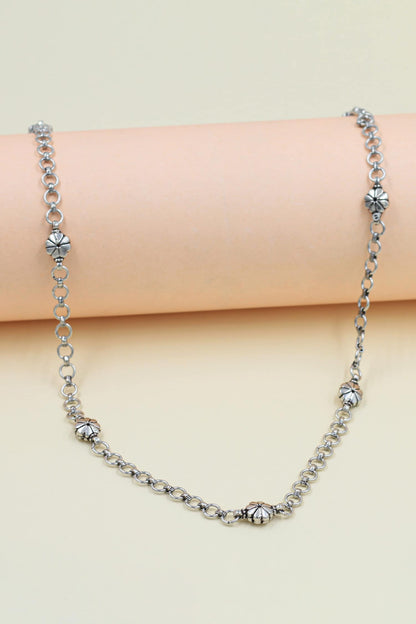 Allegra Chain Link & Floret Long Necklace 
