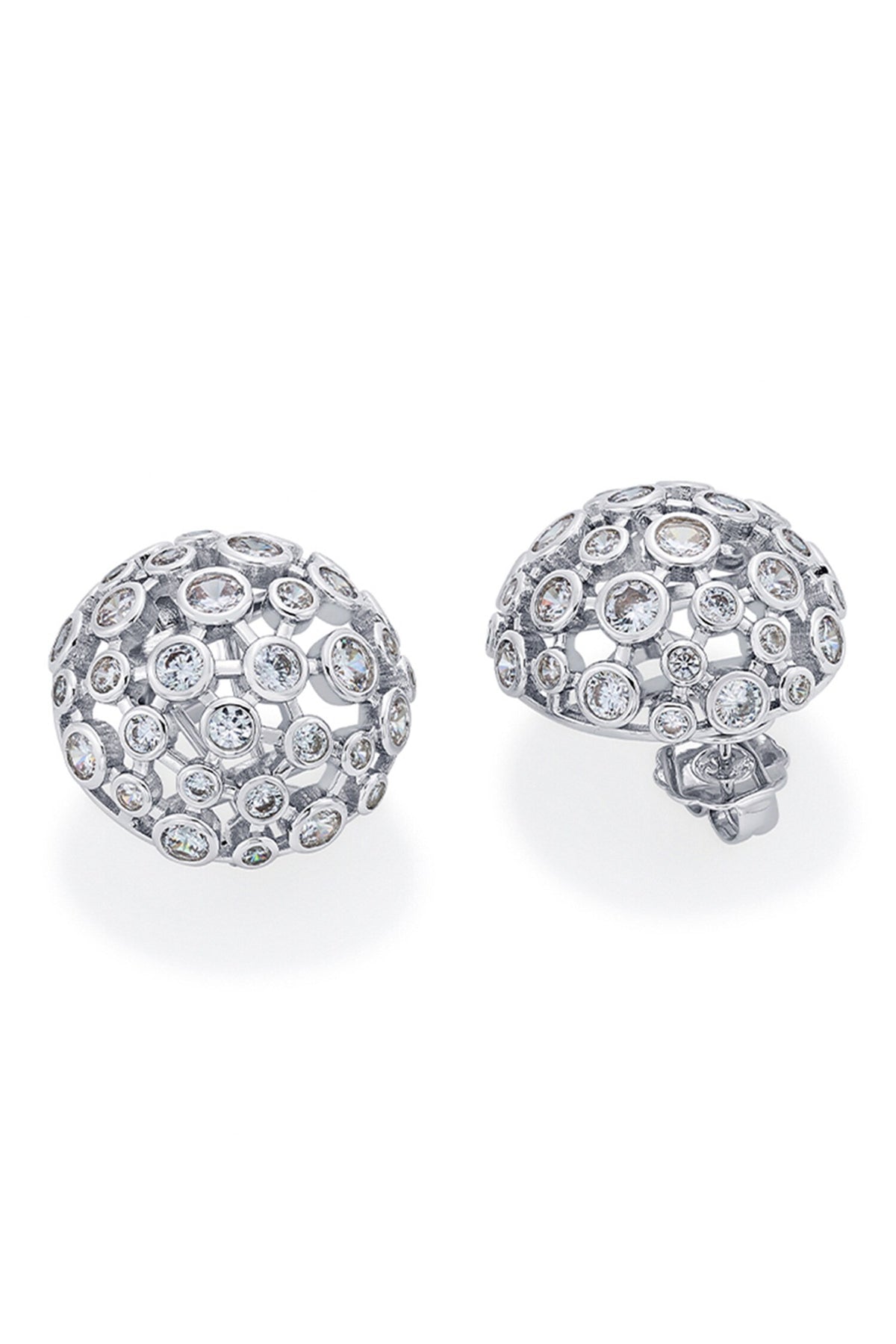 Cubic Zirconia Mesh Small Stud Earrings 