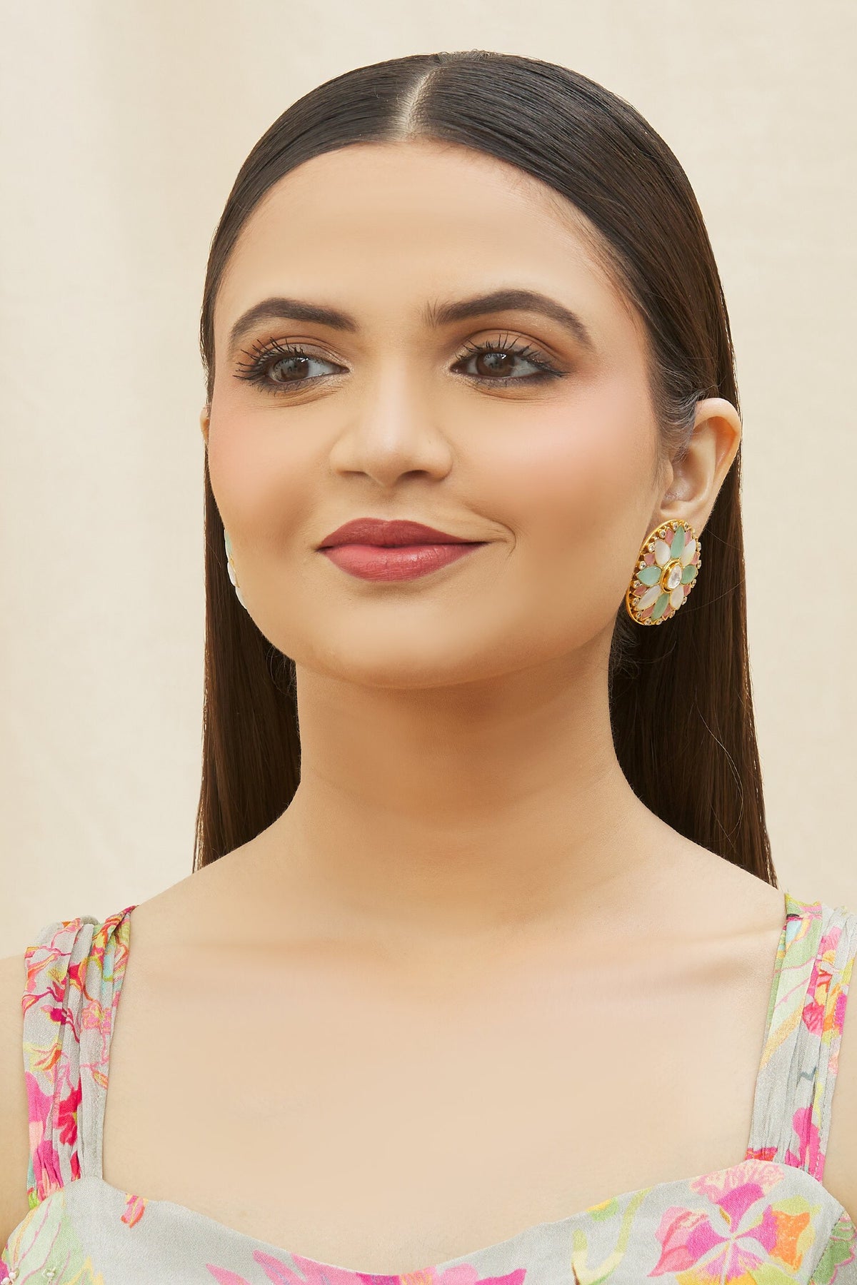 Circular Stone Embellished Studs 