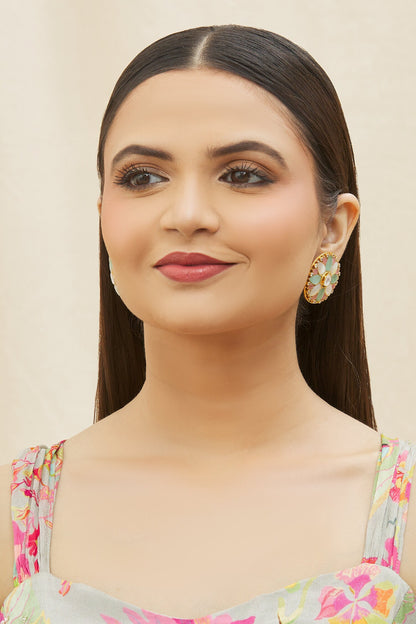 Circular Stone Embellished Studs 