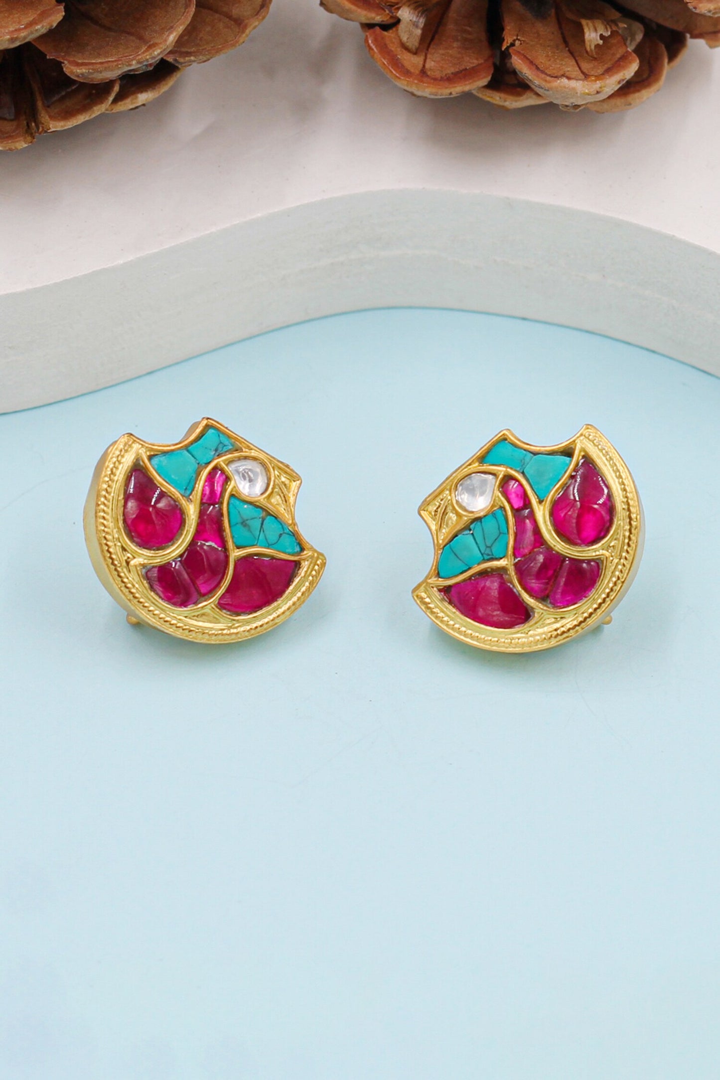 Abstract Kundan Embellished Studs 