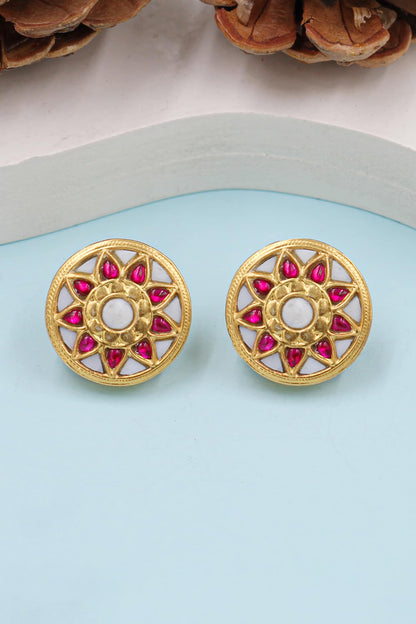 Floral Kundan Embellished Studs 