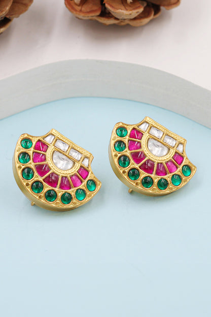 Kundan Embellished Geometric Studs 