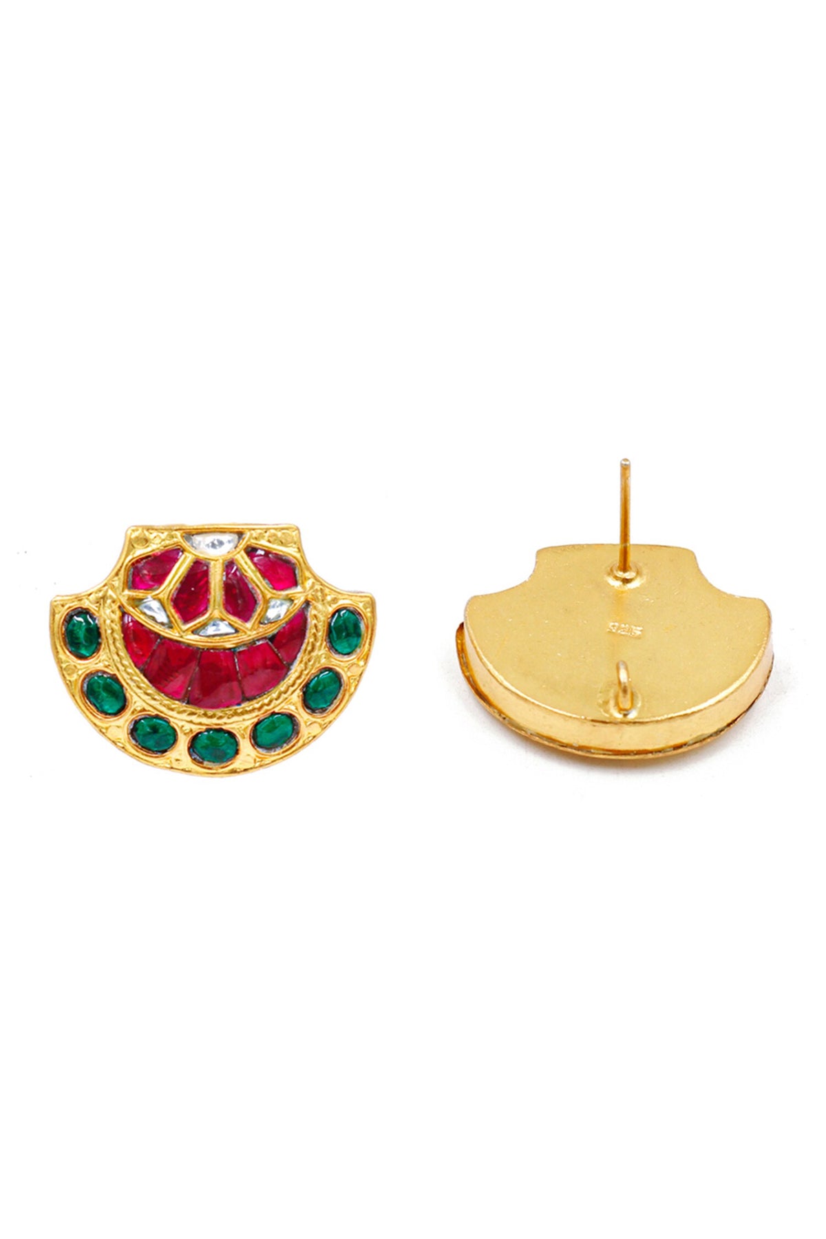 Kundan Embellished Geometric Cutwork Studs 