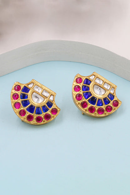 Geometric Cutwork Kundan Embellished Studs 