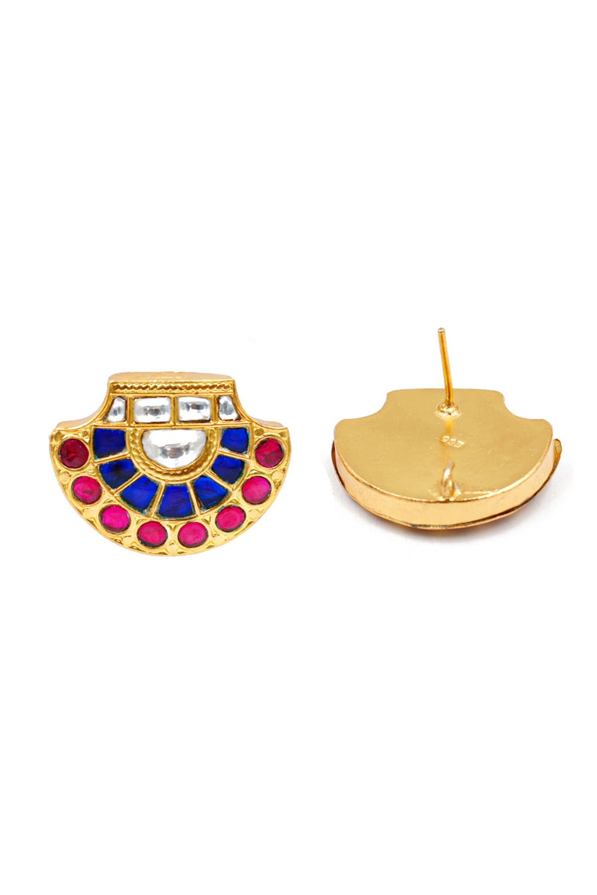 Geometric Cutwork Kundan Embellished Studs 