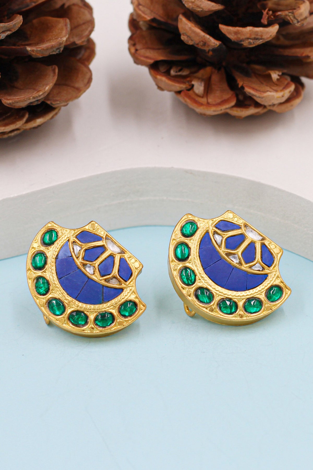 Lapis Stone Embellished Studs 