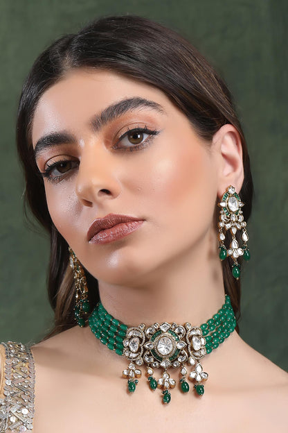 Kundan Embellished Pendant Choker Set 