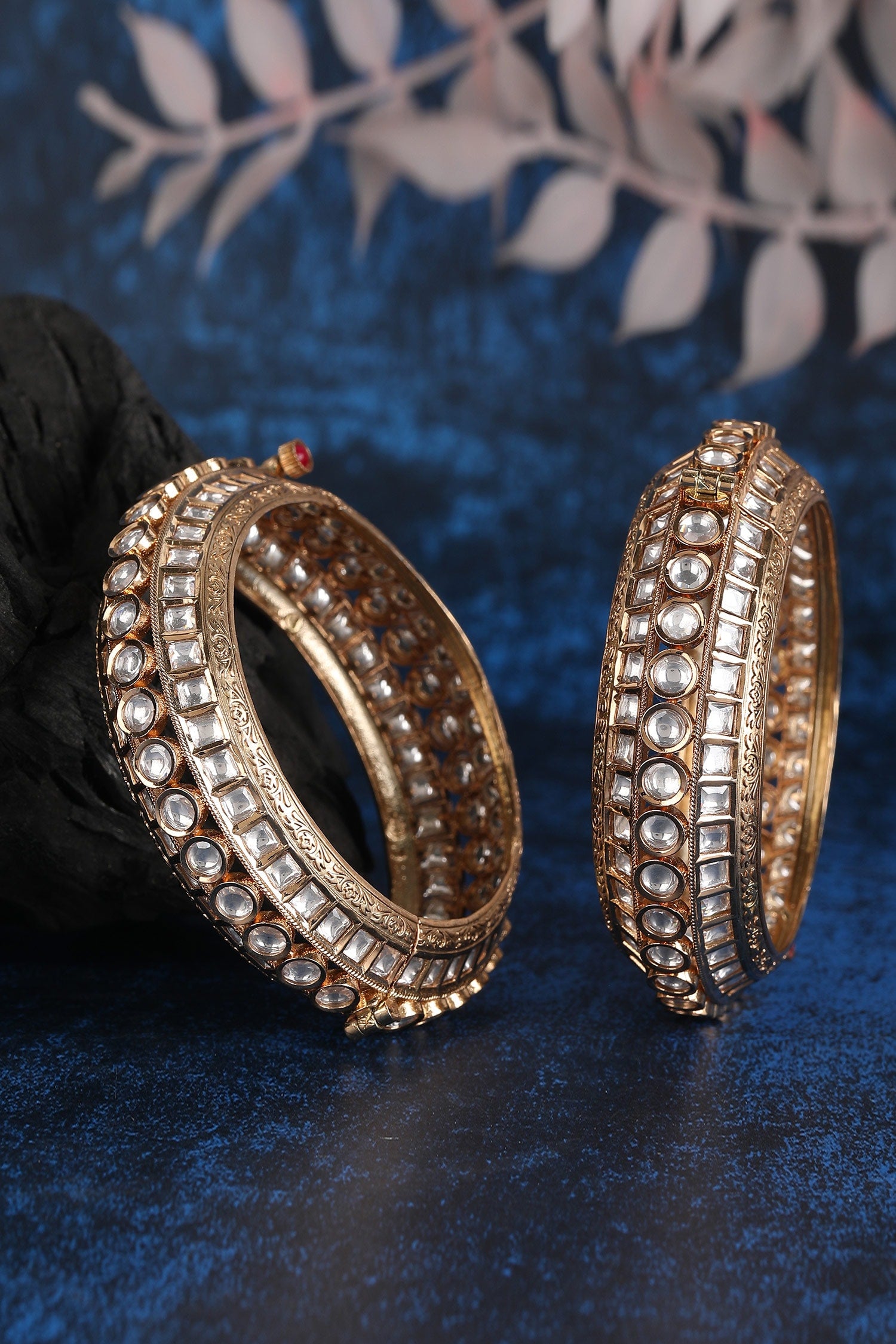 Kundan Embellished Bangle - Single Pc 
