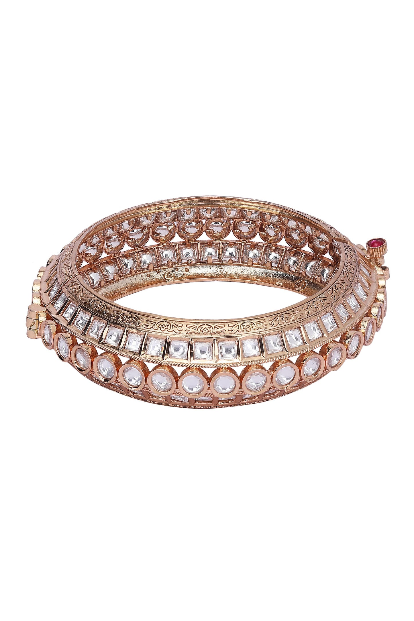 Kundan Embellished Bangle - Single Pc 