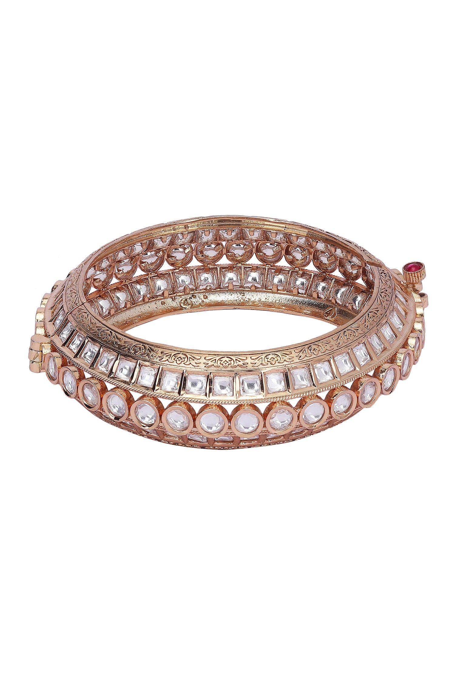Kundan Embellished Bangle - Single Pc 