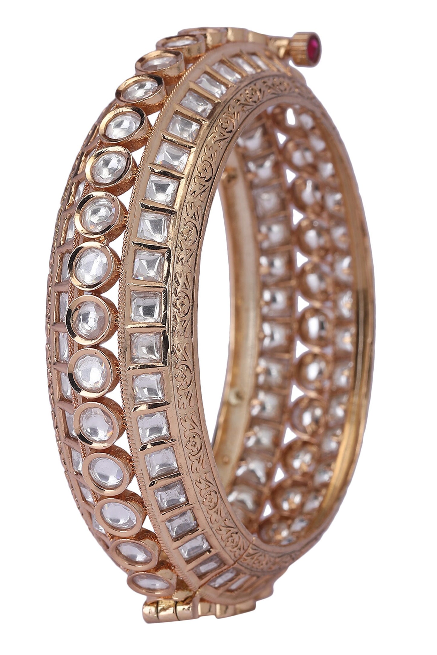 Kundan Embellished Bangle - Single Pc 