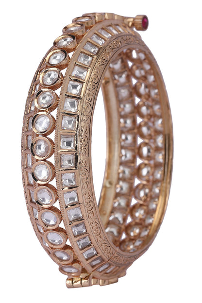 Kundan Embellished Bangle - Single Pc 