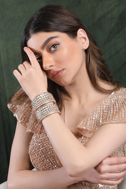 Kundan Embellished Bangle - Single Pc 