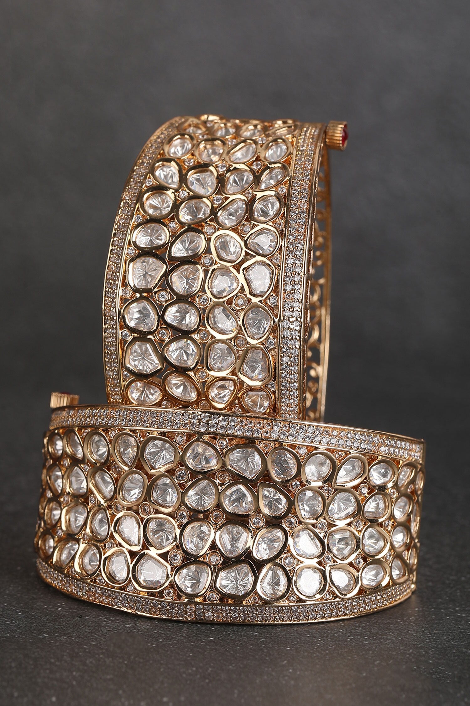 Kundan Embellished Bangle - Single Pc 
