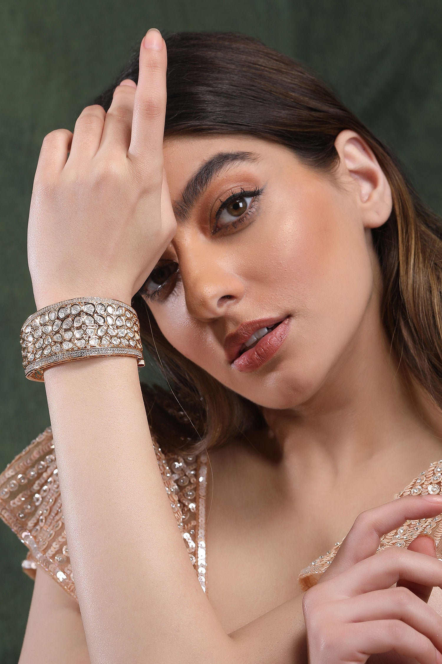 Kundan Embellished Bangle - Single Pc 