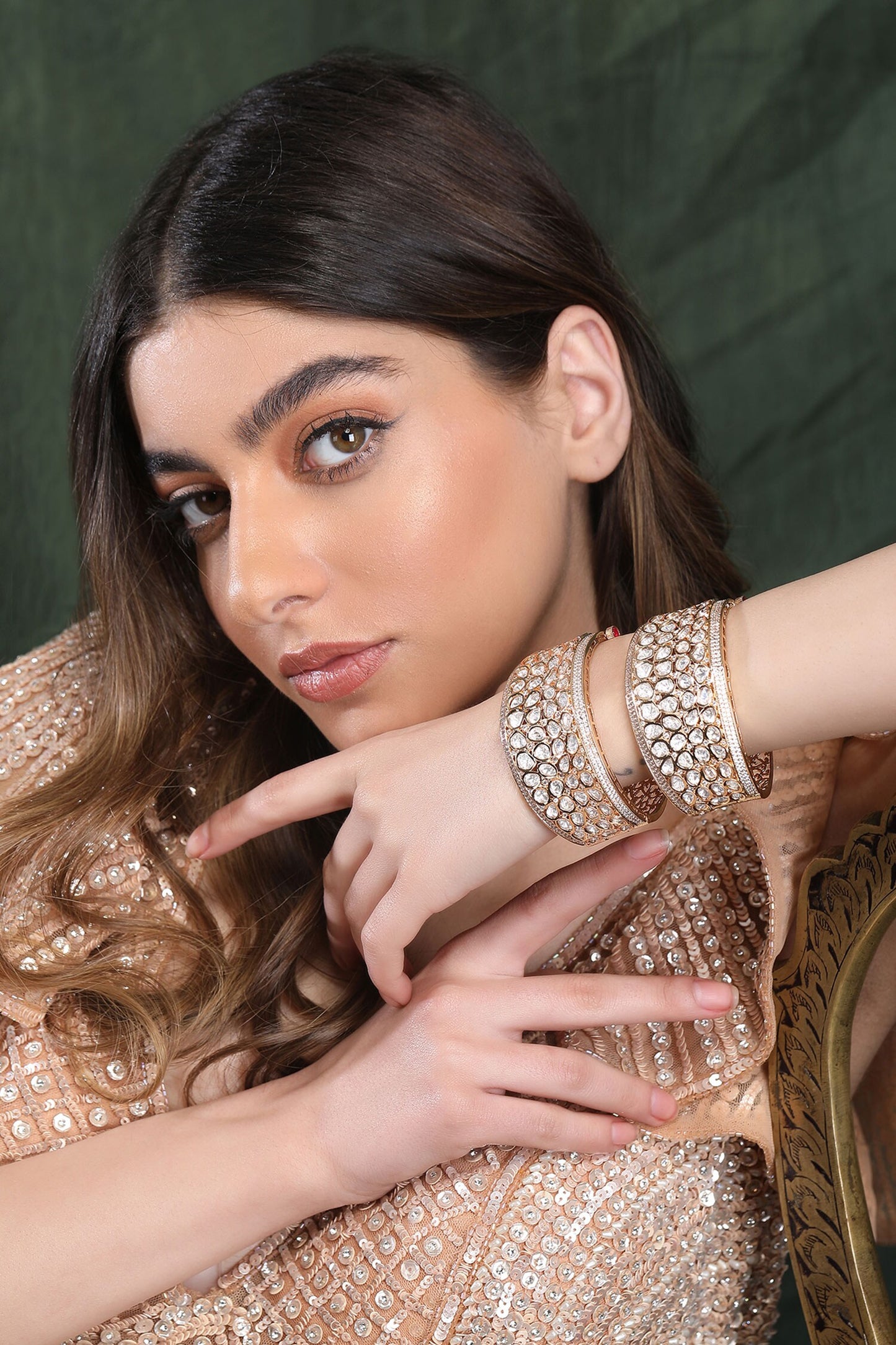 Kundan Embellished Bangle - Single Pc 