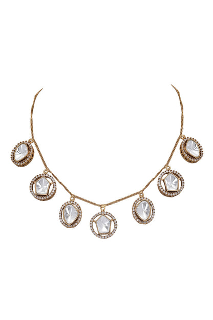Stone Embellished Cutwork Necklace Set 