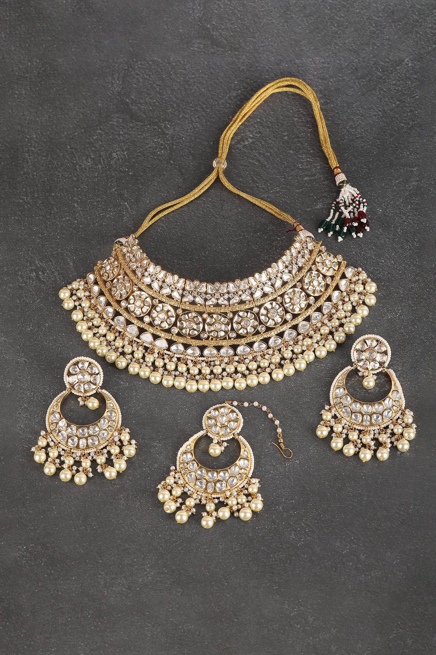 Stone Studded Cutwork Necklace Set 