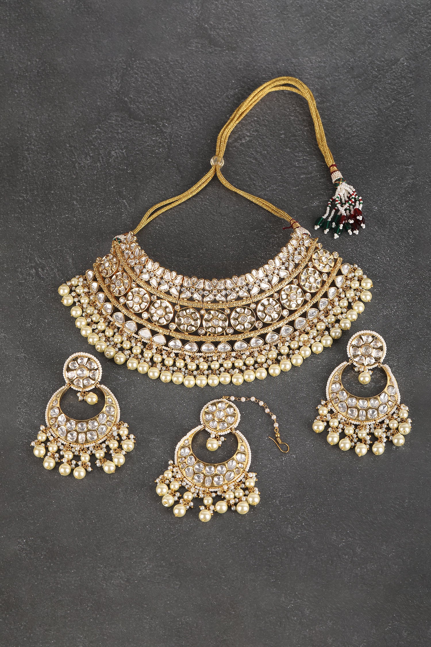 Stone Studded Cutwork Necklace Set 