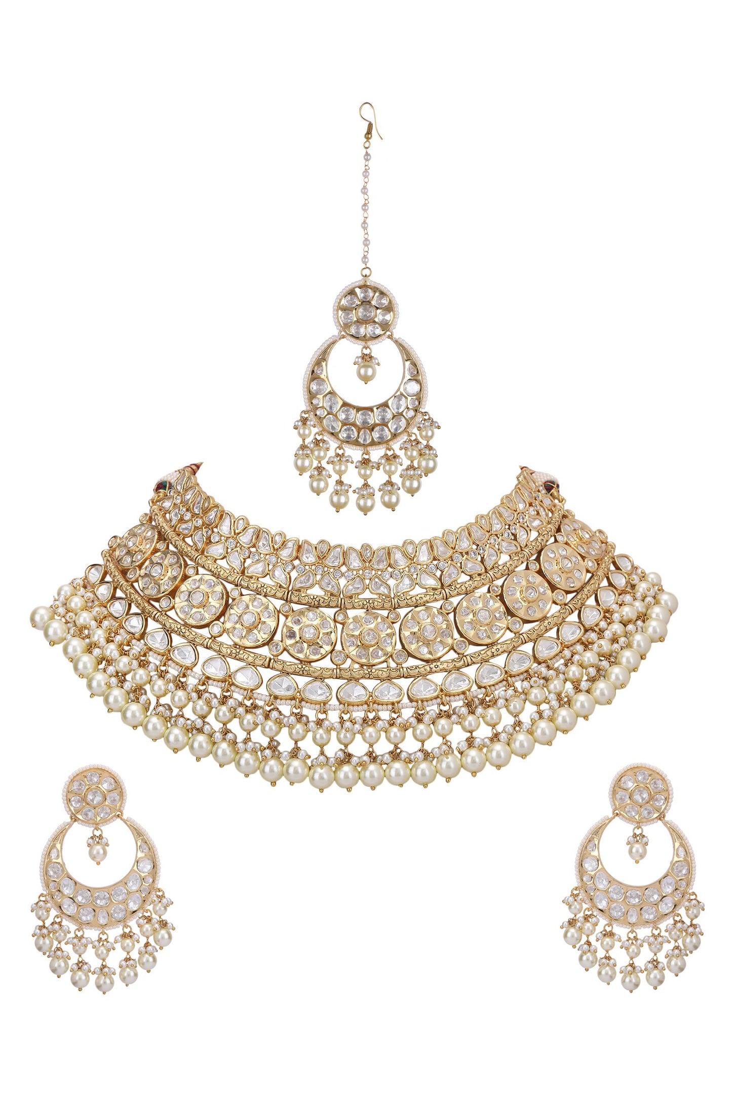 Stone Studded Cutwork Necklace Set 
