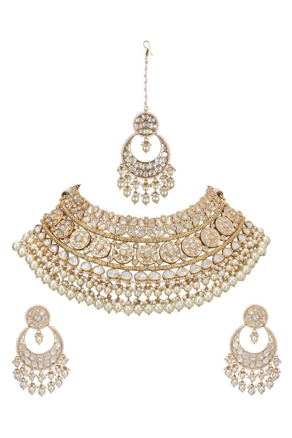 Stone Studded Cutwork Necklace Set 