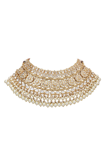 Stone Studded Cutwork Necklace Set 