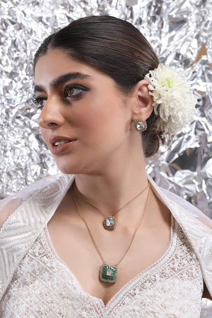 Kundan Embellished Layered Pendant Necklace Set 