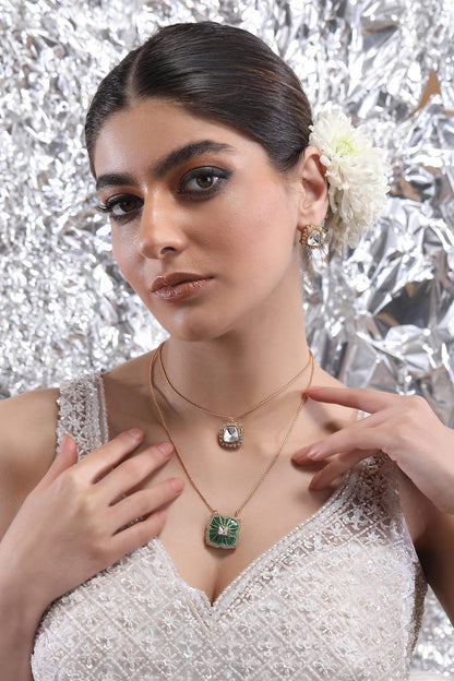 Kundan Embellished Layered Pendant Necklace Set 