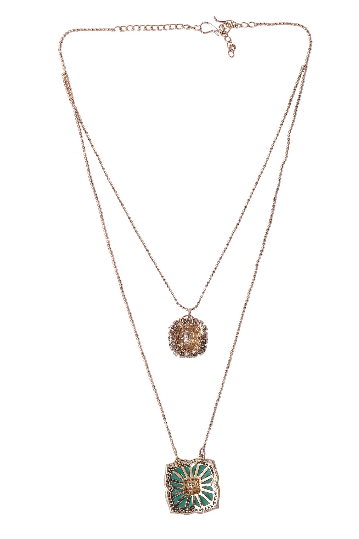 Kundan Embellished Layered Pendant Necklace Set 