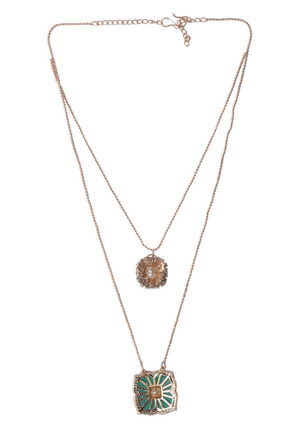 Kundan Embellished Layered Pendant Necklace Set 
