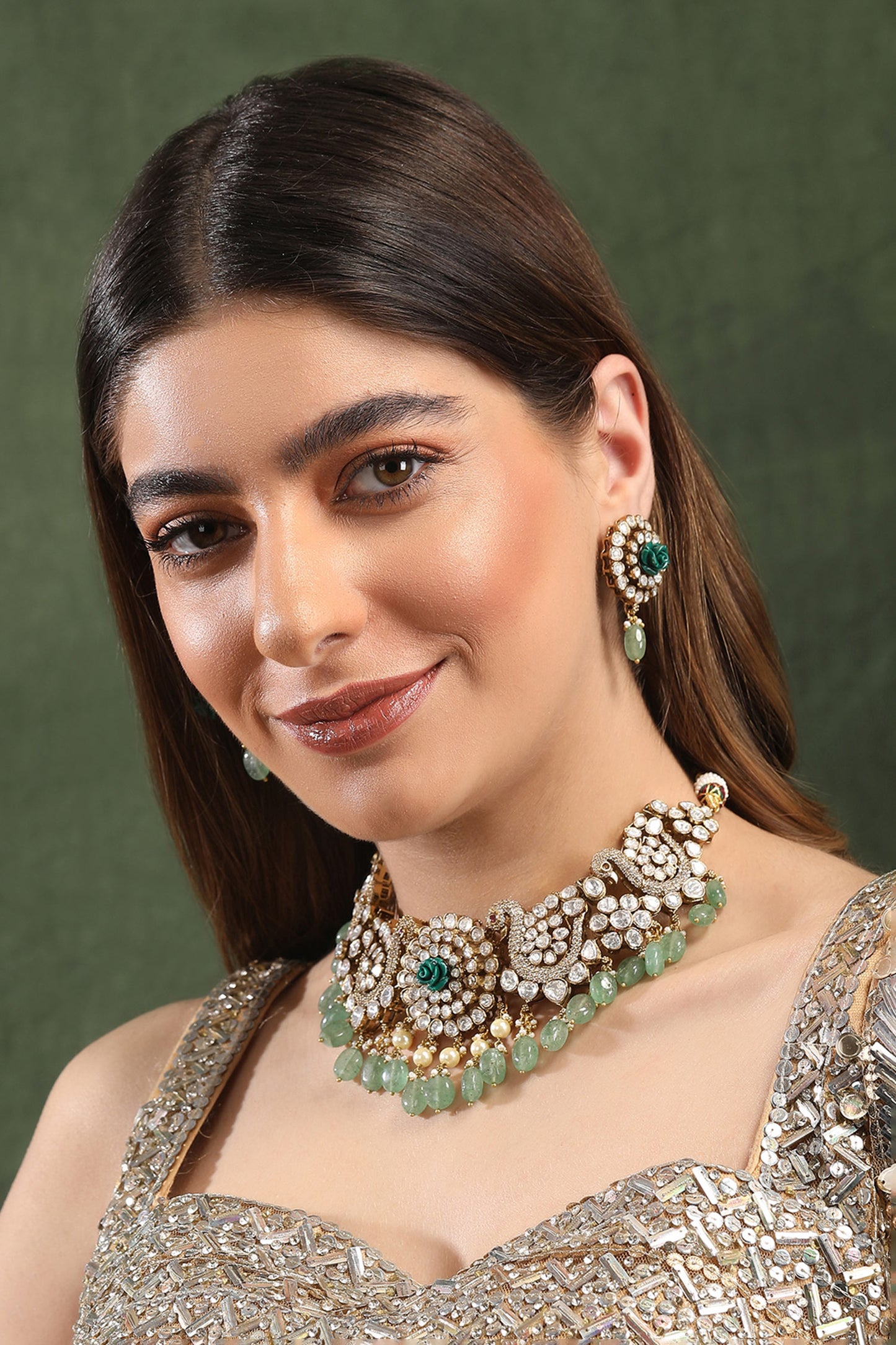 Peacock Carved Necklace Set 