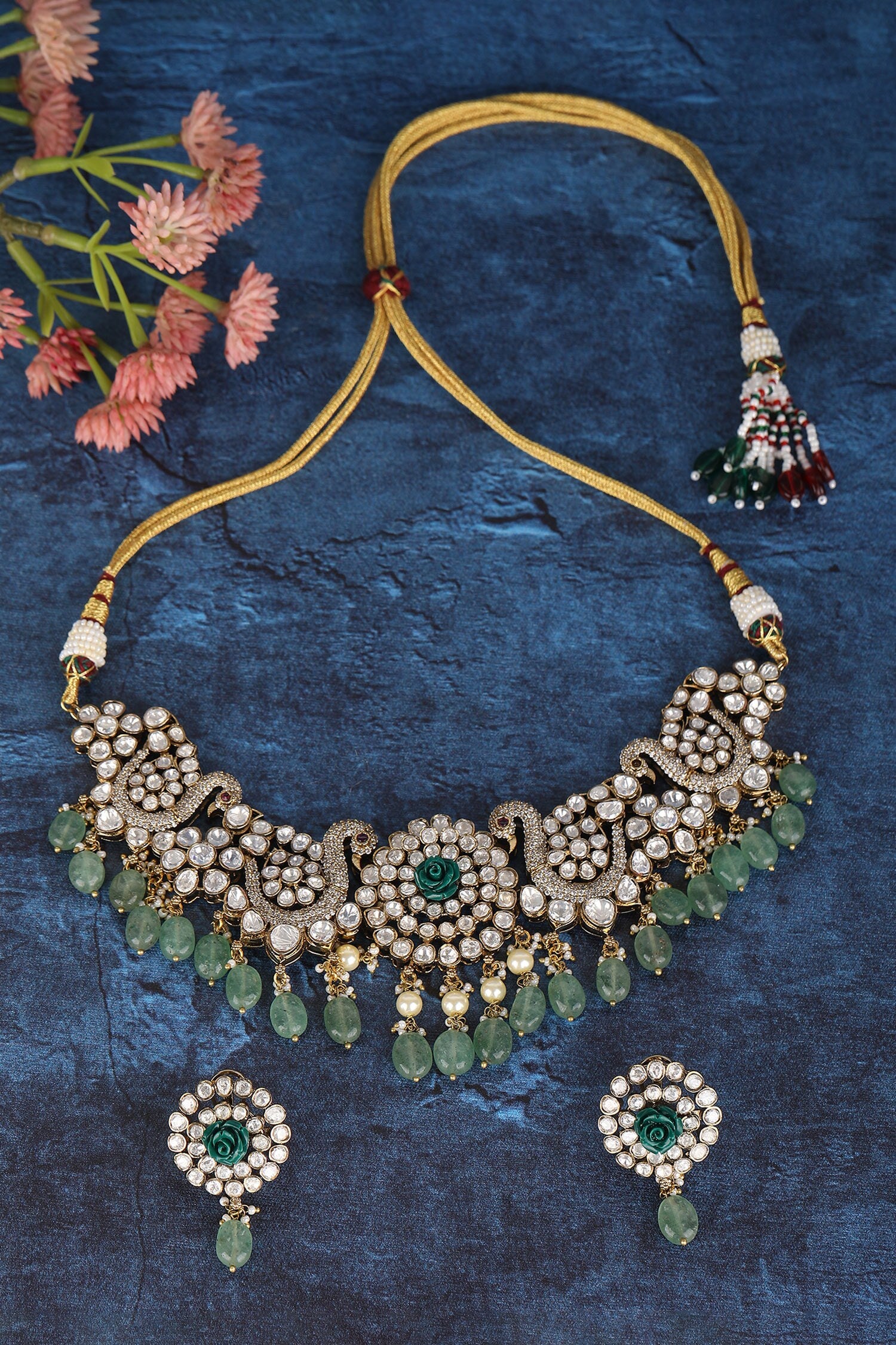 Peacock Carved Necklace Set 