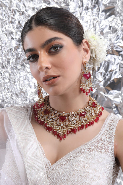 Diamond Carved Cutwork Necklace Set 