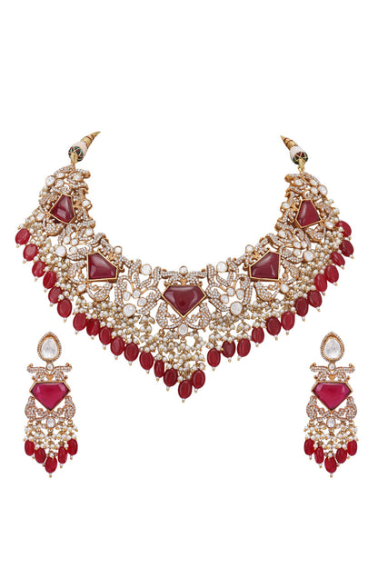 Diamond Carved Cutwork Necklace Set 