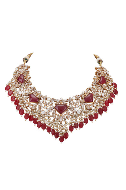 Diamond Carved Cutwork Necklace Set 