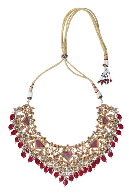 Diamond Carved Cutwork Necklace Set 